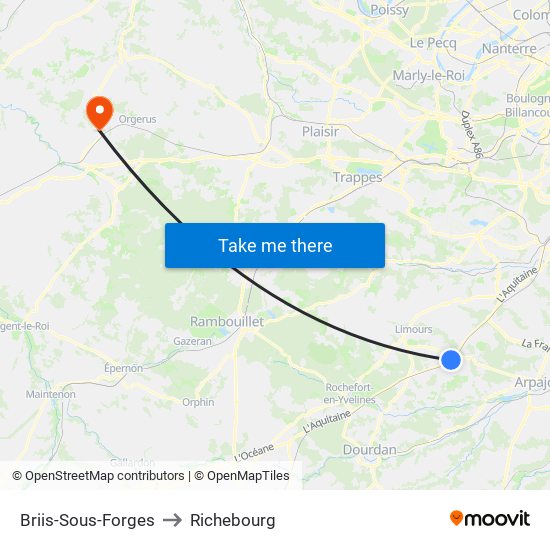 Briis-Sous-Forges to Richebourg map