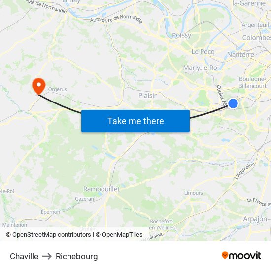 Chaville to Richebourg map