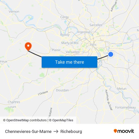 Chennevieres-Sur-Marne to Richebourg map