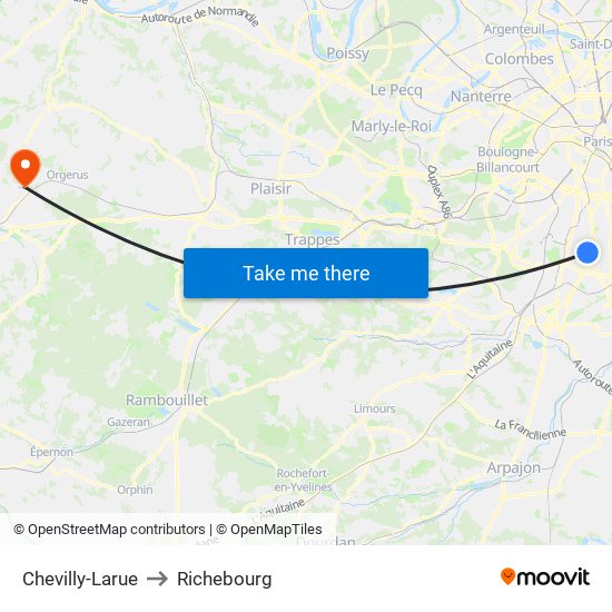 Chevilly-Larue to Richebourg map