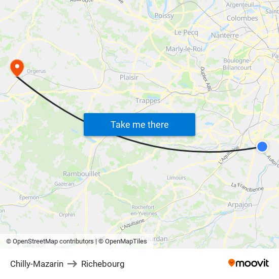 Chilly-Mazarin to Richebourg map