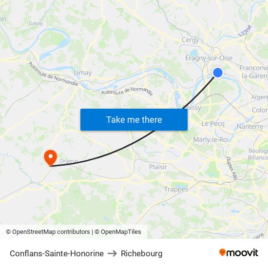 Conflans-Sainte-Honorine to Richebourg map