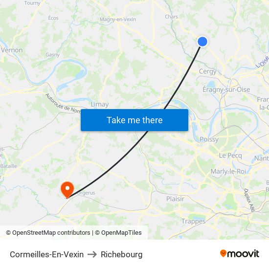 Cormeilles-En-Vexin to Richebourg map