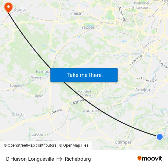 D'Huison-Longueville to Richebourg map