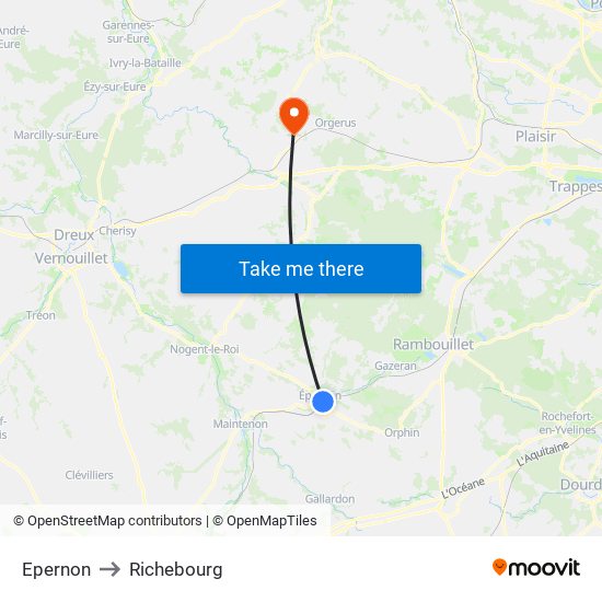 Epernon to Richebourg map