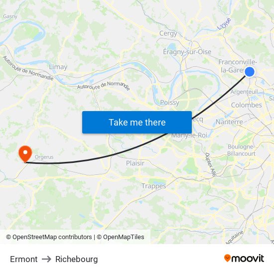 Ermont to Richebourg map