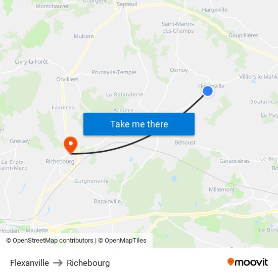 Flexanville to Richebourg map