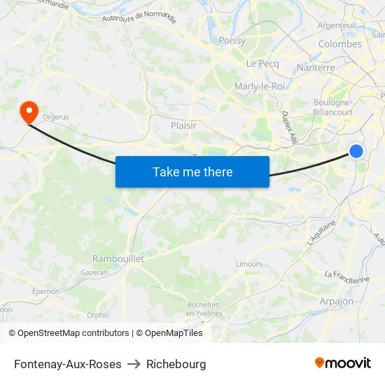 Fontenay-Aux-Roses to Richebourg map