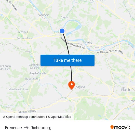 Freneuse to Richebourg map