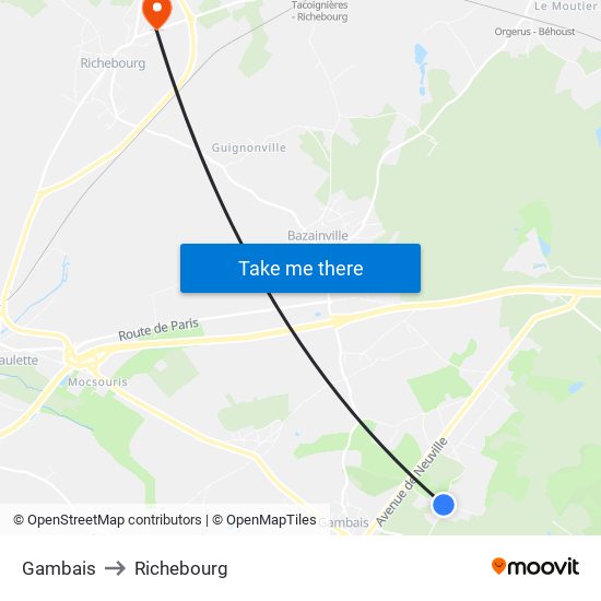 Gambais to Richebourg map
