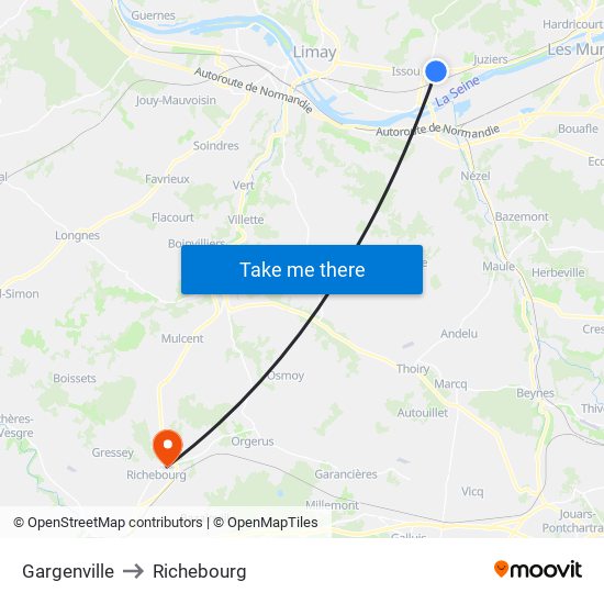 Gargenville to Richebourg map