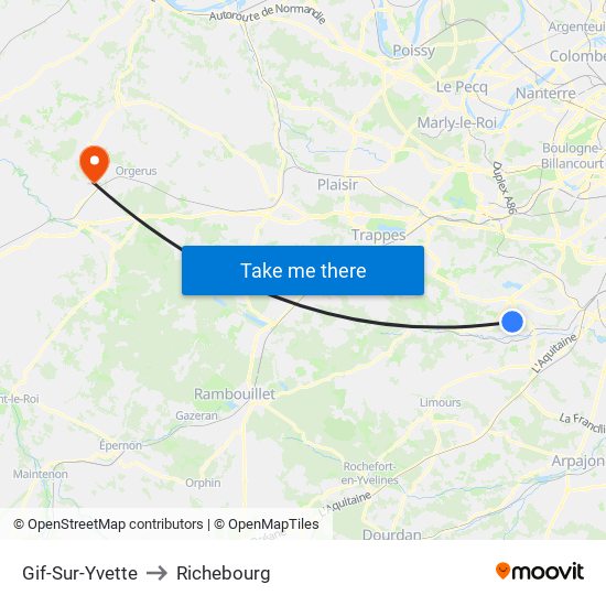 Gif-Sur-Yvette to Richebourg map