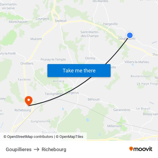 Goupillieres to Richebourg map