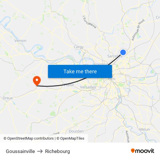 Goussainville to Richebourg map