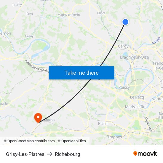 Grisy-Les-Platres to Richebourg map