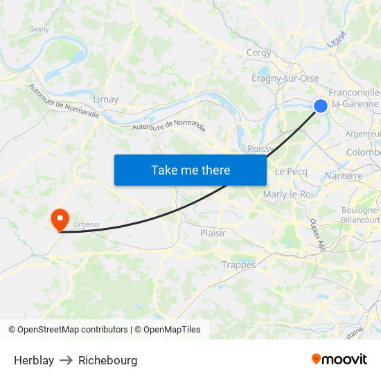 Herblay to Richebourg map