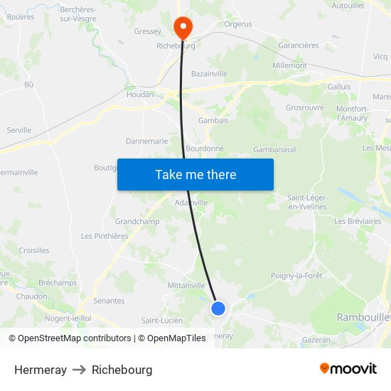 Hermeray to Richebourg map