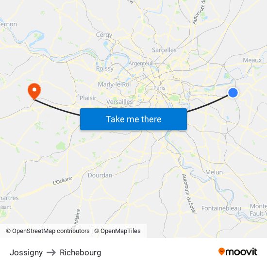 Jossigny to Richebourg map