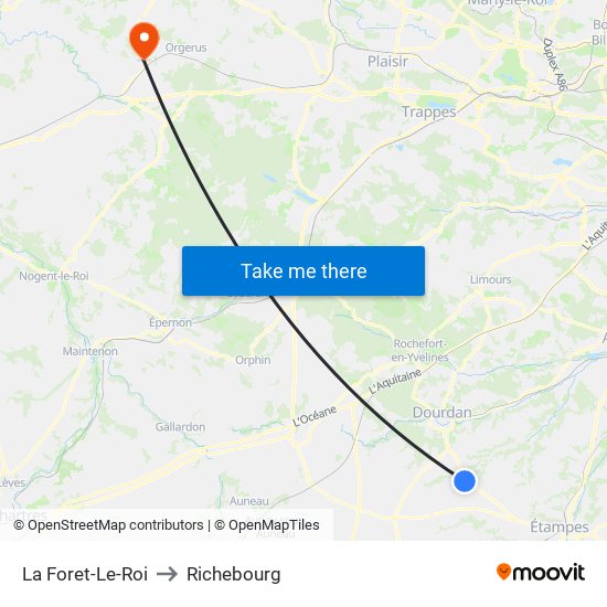 La Foret-Le-Roi to Richebourg map