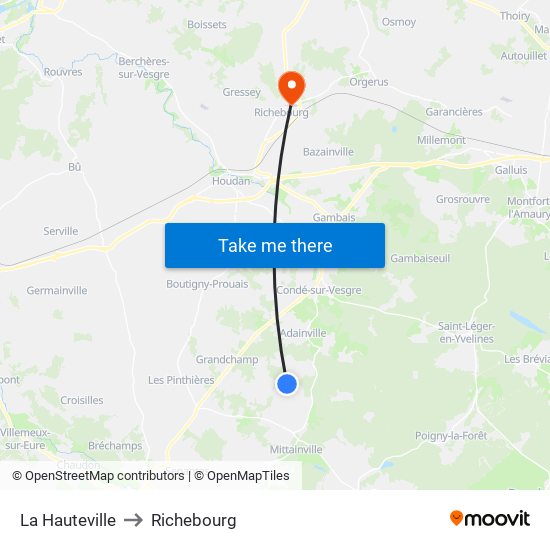 La Hauteville to Richebourg map