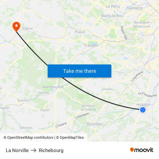 La Norville to Richebourg map