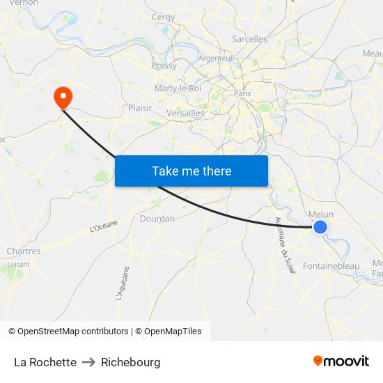 La Rochette to Richebourg map