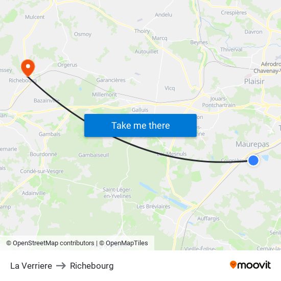La Verriere to Richebourg map
