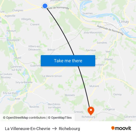 La Villeneuve-En-Chevrie to Richebourg map