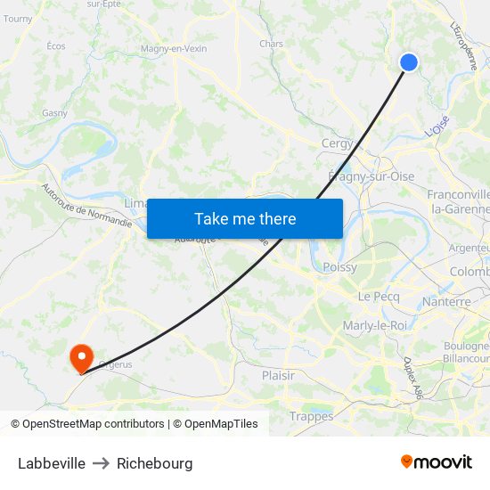 Labbeville to Richebourg map