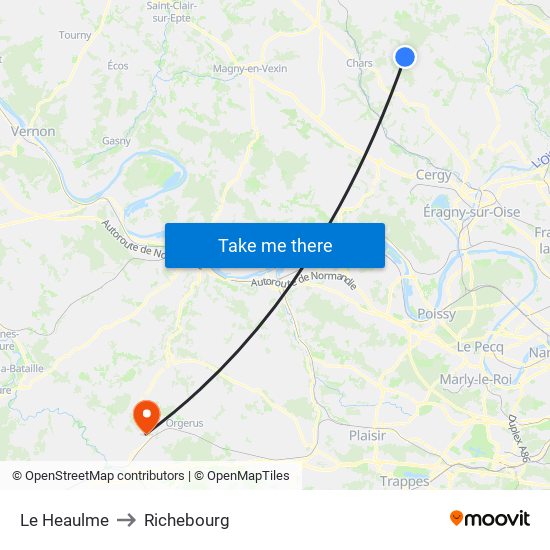 Le Heaulme to Richebourg map