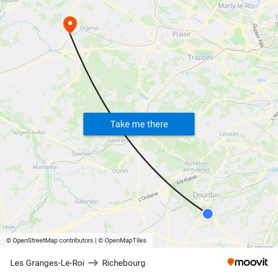 Les Granges-Le-Roi to Richebourg map