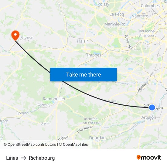 Linas to Richebourg map