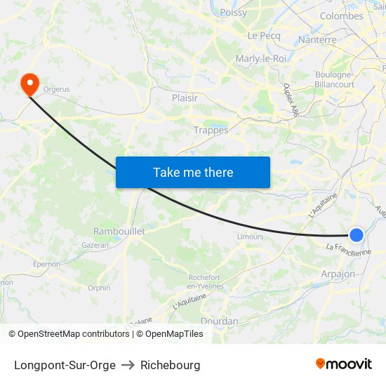 Longpont-Sur-Orge to Richebourg map