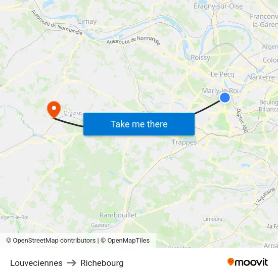 Louveciennes to Richebourg map