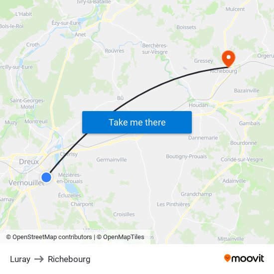 Luray to Richebourg map