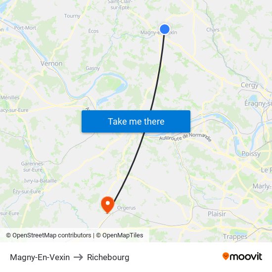 Magny-En-Vexin to Richebourg map
