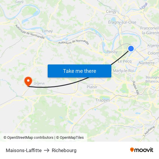 Maisons-Laffitte to Richebourg map