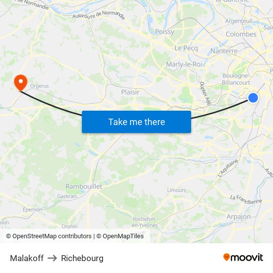 Malakoff to Richebourg map