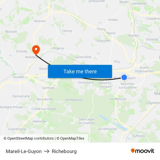 Mareil-Le-Guyon to Richebourg map