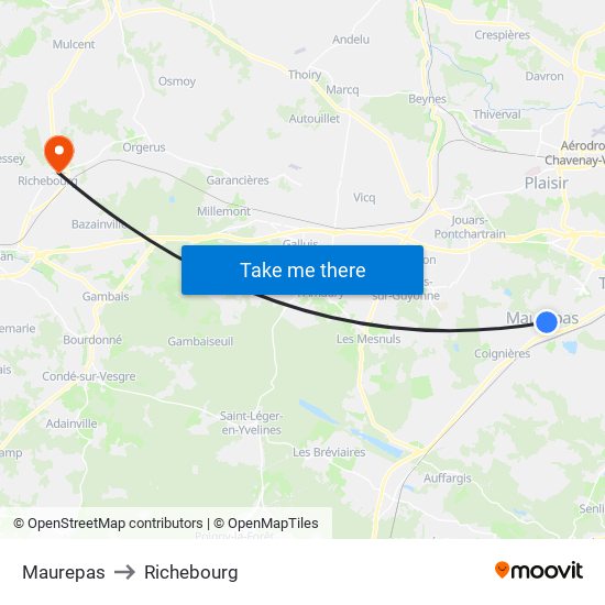 Maurepas to Richebourg map