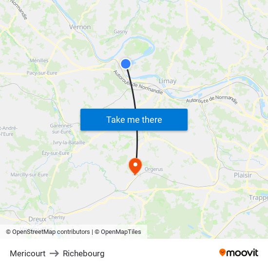 Mericourt to Richebourg map