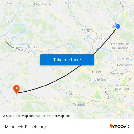 Meriel to Richebourg map
