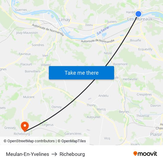 Meulan-En-Yvelines to Richebourg map