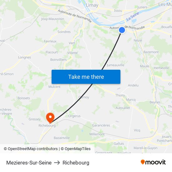 Mezieres-Sur-Seine to Richebourg map