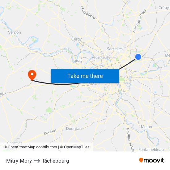 Mitry-Mory to Richebourg map