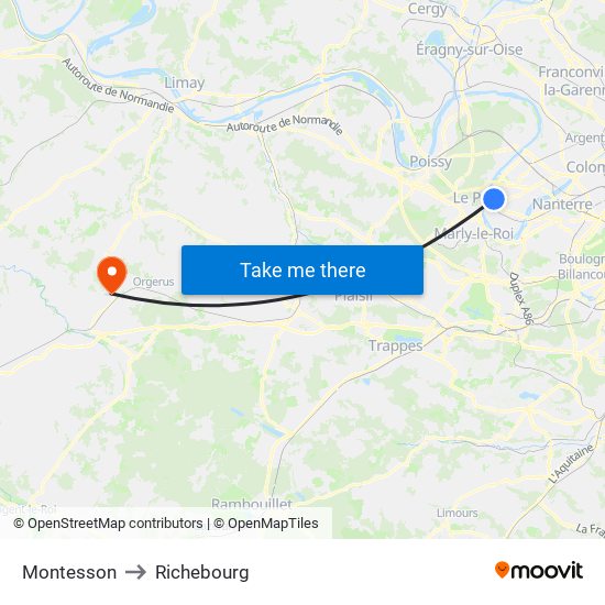 Montesson to Richebourg map