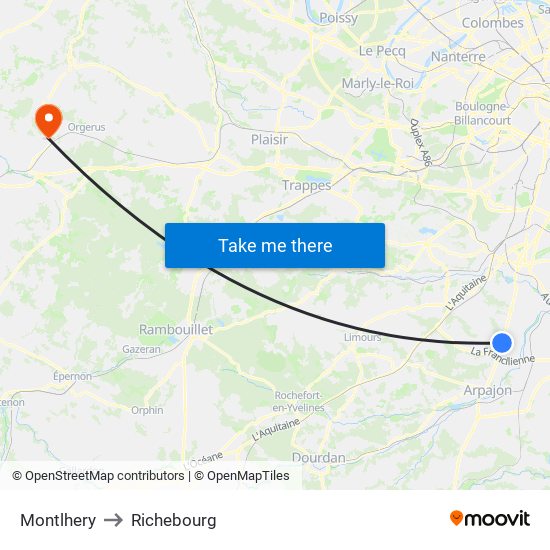 Montlhery to Richebourg map