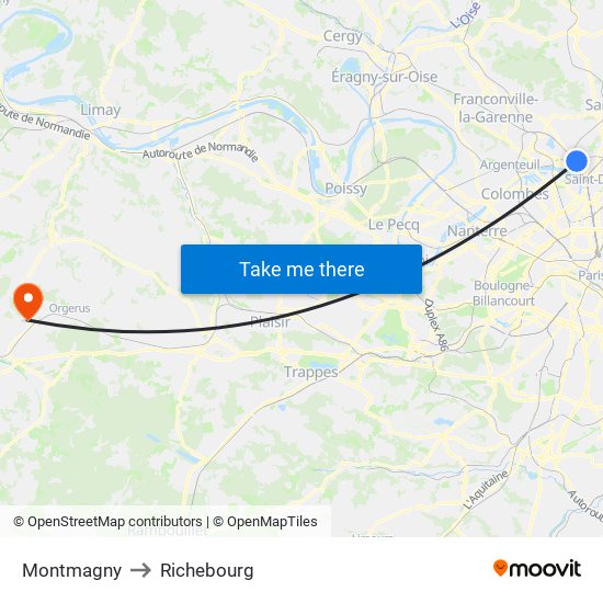 Montmagny to Richebourg map
