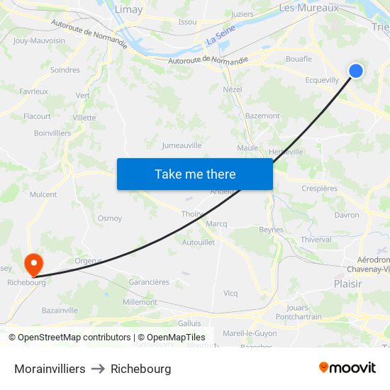 Morainvilliers to Richebourg map