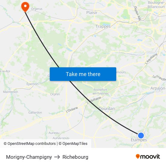 Morigny-Champigny to Richebourg map